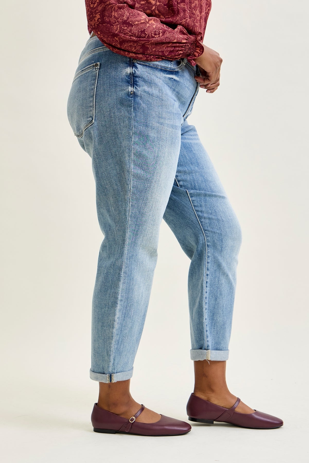 Michelle Mid Rise Vintage Wash Boyfriend Jeans - PLUS