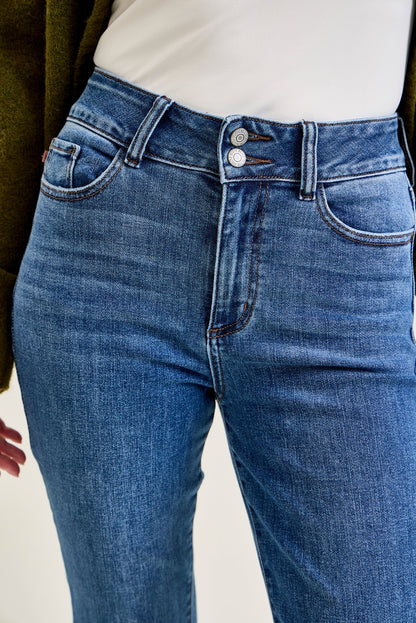 Daisy Bootcut with Double-Button Waist and Frayed Hem