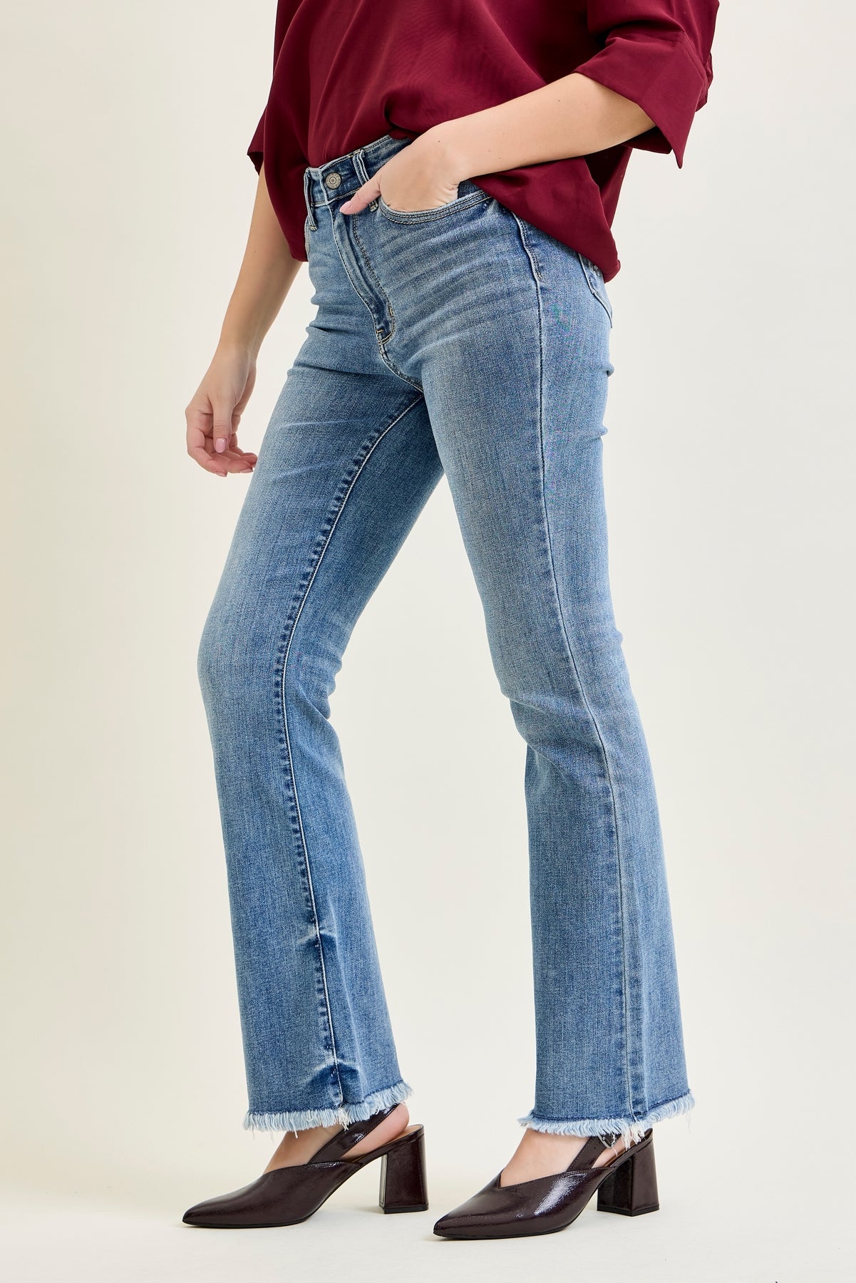 Dana High Rise Bootcut with Fray Hem